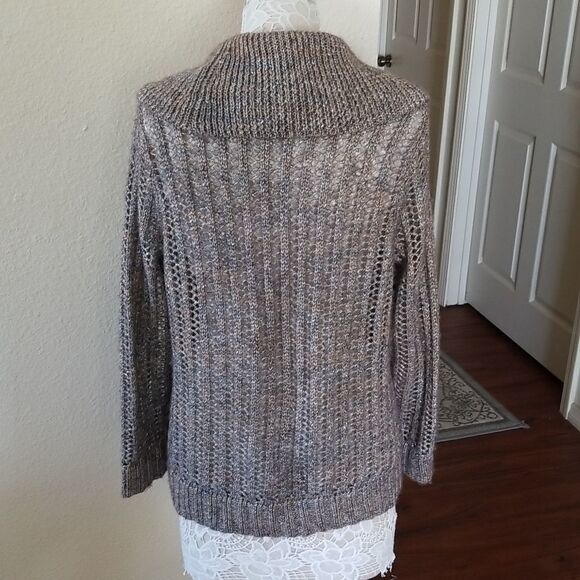 Chico's Wool Blend Cowl Neck Metallic Accent Lightweight Sweater - Picture 4 of 9